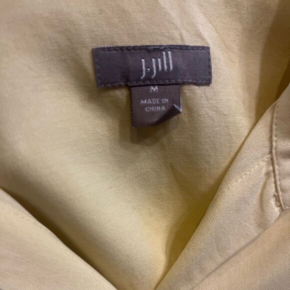 J.JILL SOLID 100% SILK LONG SLEEVE BUTTON DOWN SHIRT CHEST POCKETS YELLOW SIZE M - Picture 6 of 11